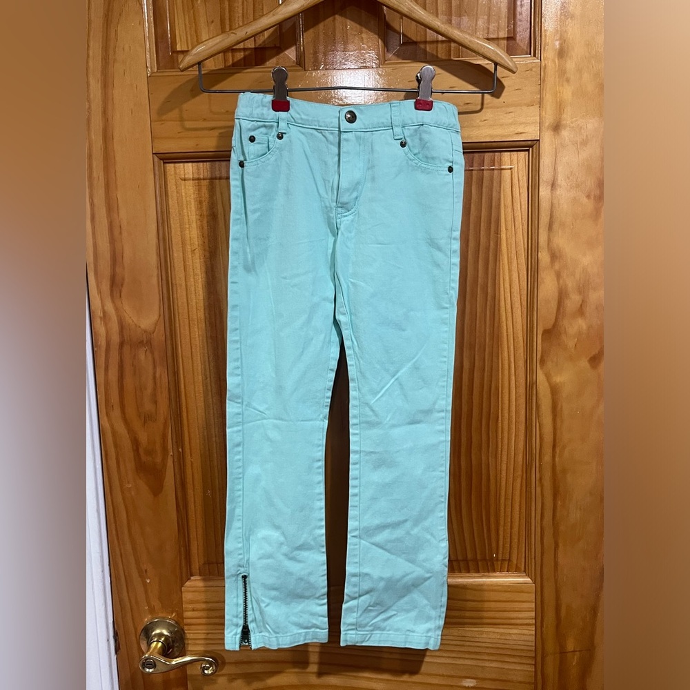 Young Girl Bleu Comme Gris Paris Aqua Blue Zipper Botton Pants Size 8